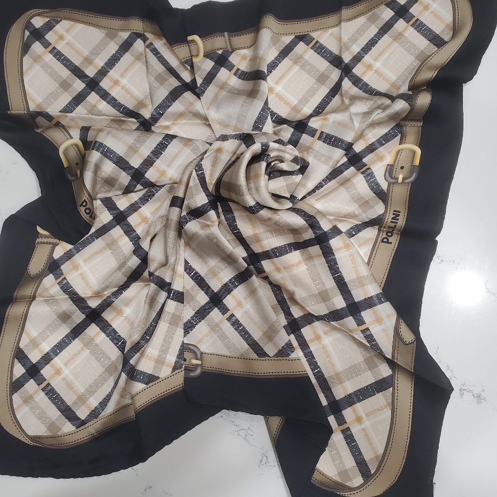 Pollini Plaid Belt Silk Scarf